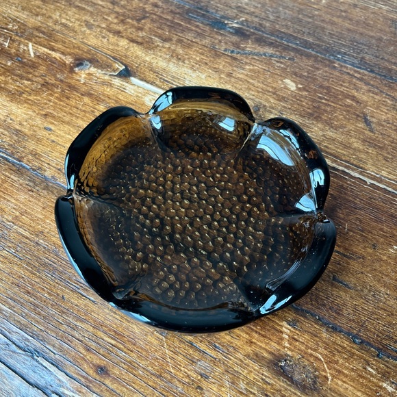 MCM Blenko Brown Glass Pebble Bottom Ashtray or Trinket dish - Picture 8 of 8